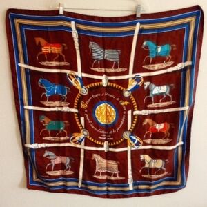 Vintage Hermes 100% Silk Scarf Made In France Equestrian Brown Classic
